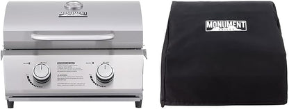 Monument Grills Tabletop Propane Gas Grill for Outdoor Portable Camping Cooking with BBQ Cover(2 items)