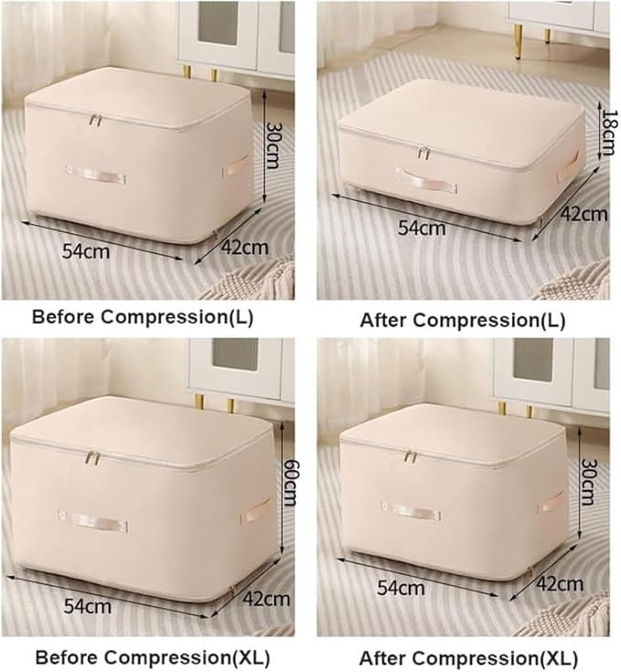 Ultra Space Saving Self Compression Organizer,2024 NEW Heavy Duty Moving Bags,Storage Tote for Space Saving,Self Compression Moving Organizer Bags for Comforters,Clothes,Blankets(Pink,L)