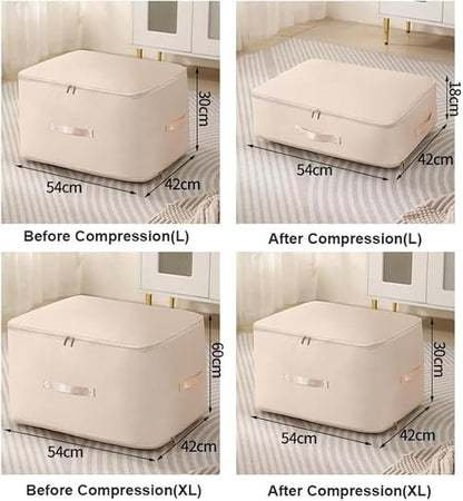 Ultra Space Saving Self Compression Organizer,2024 NEW Heavy Duty Moving Bags,Storage Tote for Space Saving,Self Compression Moving Organizer Bags for Comforters,Clothes,Blankets(Pink,L)