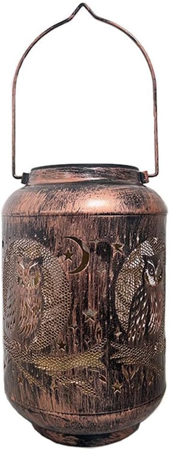 Solar Lanterns Outdoor Waterproof - Retro Metal Hanging Solar Lights with Owl Hollow-Out Pattern, Decorative Garden Decor for Outside Patio Yard Porch, Unique Owl Lovers Gifts for Women Mom Grandma