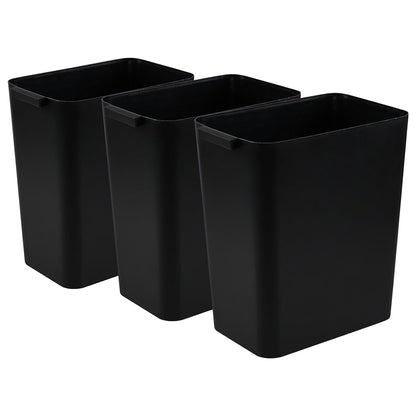 3-Pack 4.5 Gallon Plastic Small Trash Can Wastebasket, Black Garbage Container Basket