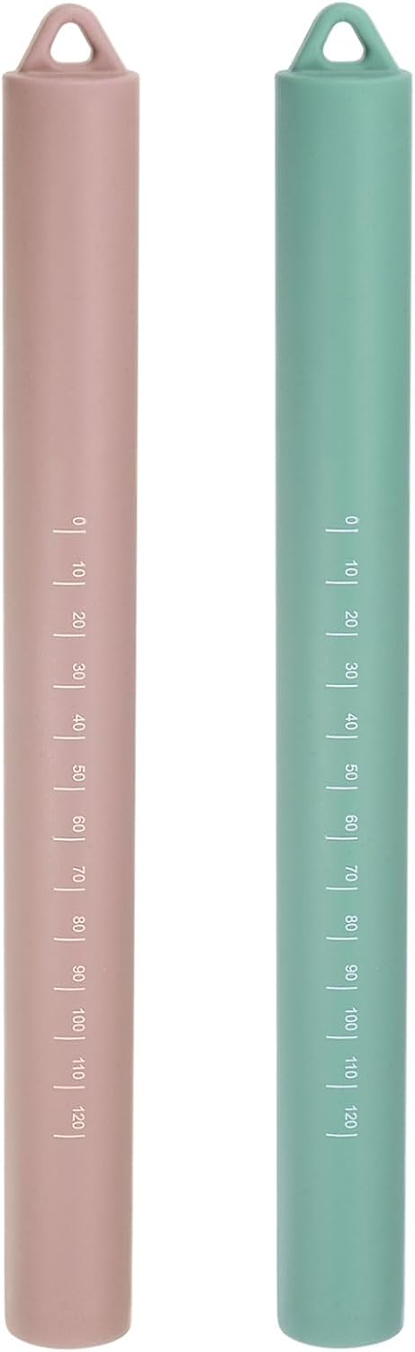 HARFINGTON 2pcs Silicone Rolling Pin 10" Stainless Silicone Surface Non-Stick Stainless Steel Inner Core Dough Roller Kitchen Roller for Baking Pastry Pizza Fondant Bread, Pink,Green