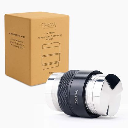 Crema Coffee Products 39.25mm Hand Tamper & Coffee Distributor V2, Compatible with Breville Portafilters, Double-Sided, Adjustable Depth Tool