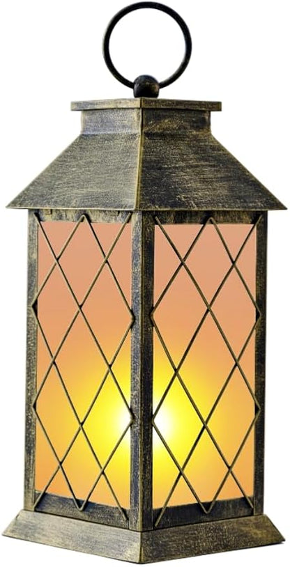 18" Solar Lantern with Flickering Flame Light, Large Outdoor Waterproof Solar Lanterns Hanging Metal Decorative Lantern for Patio Front Porch Garden Yard Outside Tabletop Mothers Day Gifts Grandma
