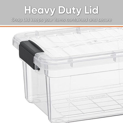 Superio Clear Storage Boxes with Lids, 3.4 Quart Plastic Container Bins for Organizing, Stackable Crates, BPA Free, Non Toxic, Odor Free, Organizers for Home, Office and Dorm, 4 Pack