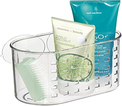 iDesign Small Suction Shower Basket for Bathroom Storage - Clear - Made in USA