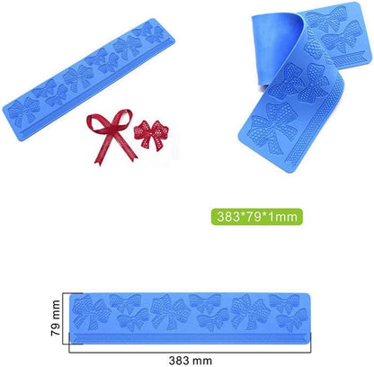Bow-knot Silicone Fondant Embossing Mat Sugarcraft Bow-knot Lace Pattern Cake Mats Fondant Pastry Embossing Mat Fondant Cake Decorating Mold Sugar