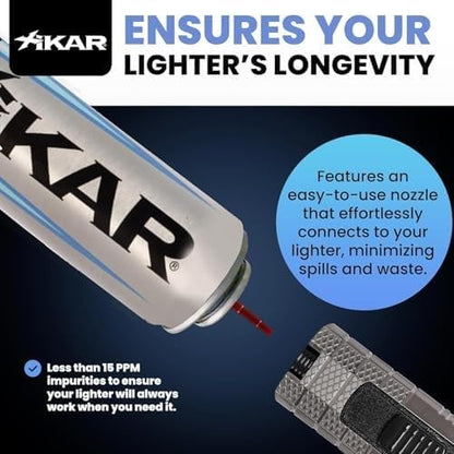 Xikar Premium Butane Fuel Refill with 0 Impurities 1.9oz 4 Pack (100ml) - Premium Quality Fuel for Jet Flame Lighters and Torches - High Altitude Formula