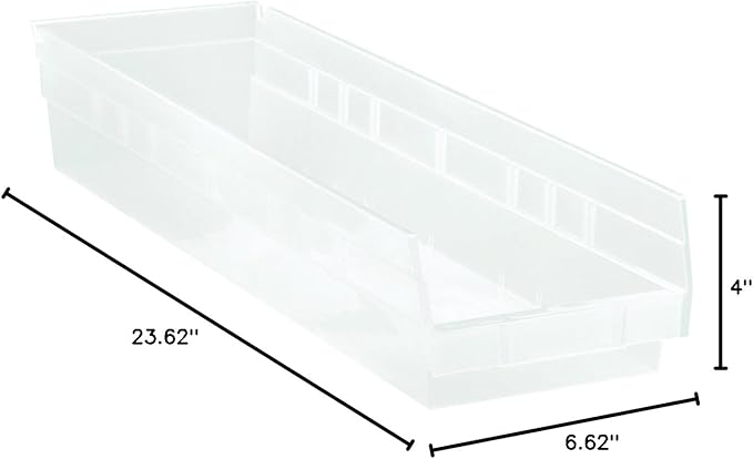 Quantum Storage QSB106 Hanging Plastic Shelf Bin Storage Containers - 23-5/8" x 6-5/8" x 4" - 8 Pack