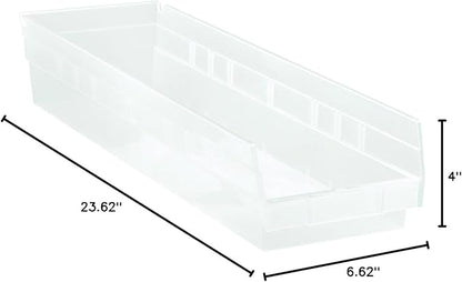 Quantum Storage QSB106 Hanging Plastic Shelf Bin Storage Containers - 23-5/8" x 6-5/8" x 4" - 8 Pack