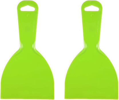 uxcell Putty Scraper 4" Plastic Flexible Putty Knives Disposable Spreader for Taping Drywall Wall Painting Green 2pcs