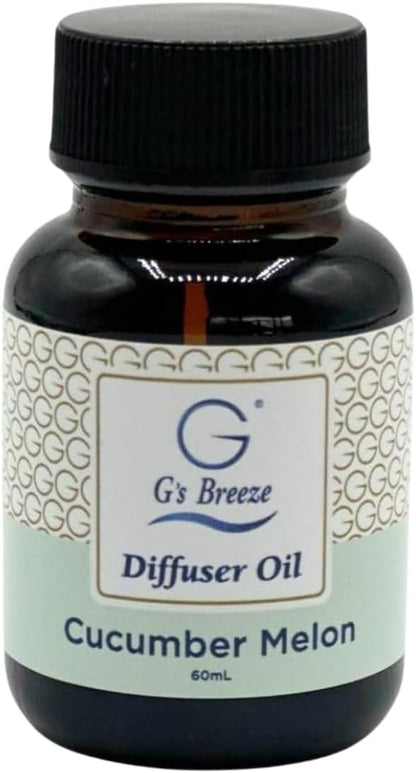 G's Breeze Cucumber Melon Diffuser Oil Refill - Refreshing, Sweet & Juicy Aroma, 48 Hour Long-Lasting Scent, Odor Eliminating Fragrance for Home & Office - 60 ML