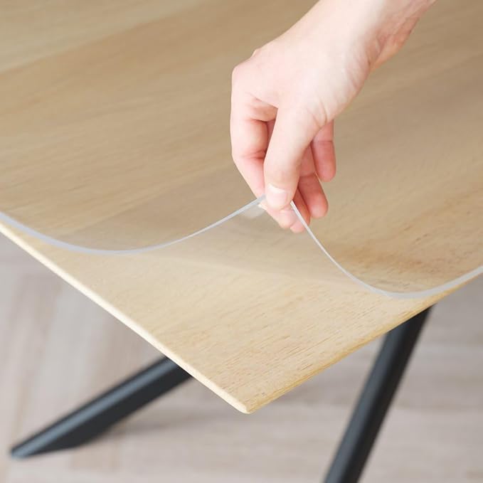 Clear Table Cover Protector, 40x66 inch , German Quality with 3 Mm Thickness, Stain Resistant Dining Pad with Beveled Edges, Washable Tablecloth, Fitted Clear Desk Cover for Indoor & Outdoor Use