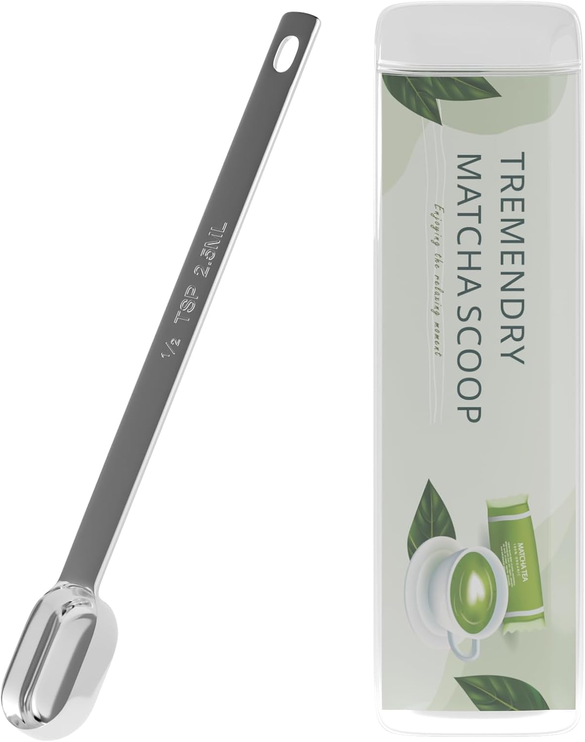 2g (1tsp, 5ml) Matcha Scoop, Stainless Steel Slender Measuring Spoon for Matcha Tea Powder