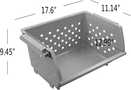 3-pack Stackable Storage Baskets, Plastic Stacking Organizer Bins