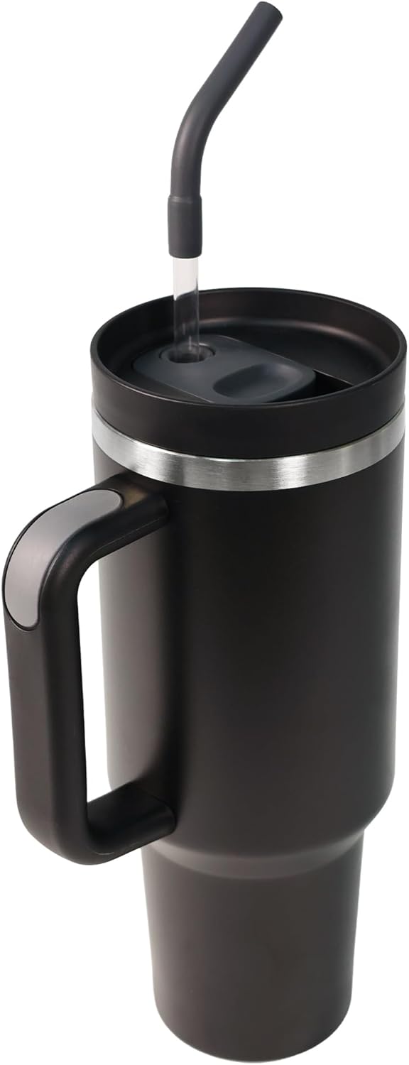 40 oz Water Bottle with Handle & Straw – Insulated Stainless Steel Bottle, Leakproof, Fits in Cup Holder