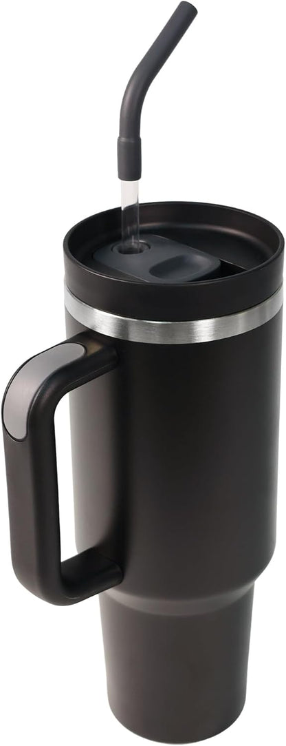 40 oz Water Bottle with Handle & Straw – Insulated Stainless Steel Bottle, Leakproof, Fits in Cup Holder