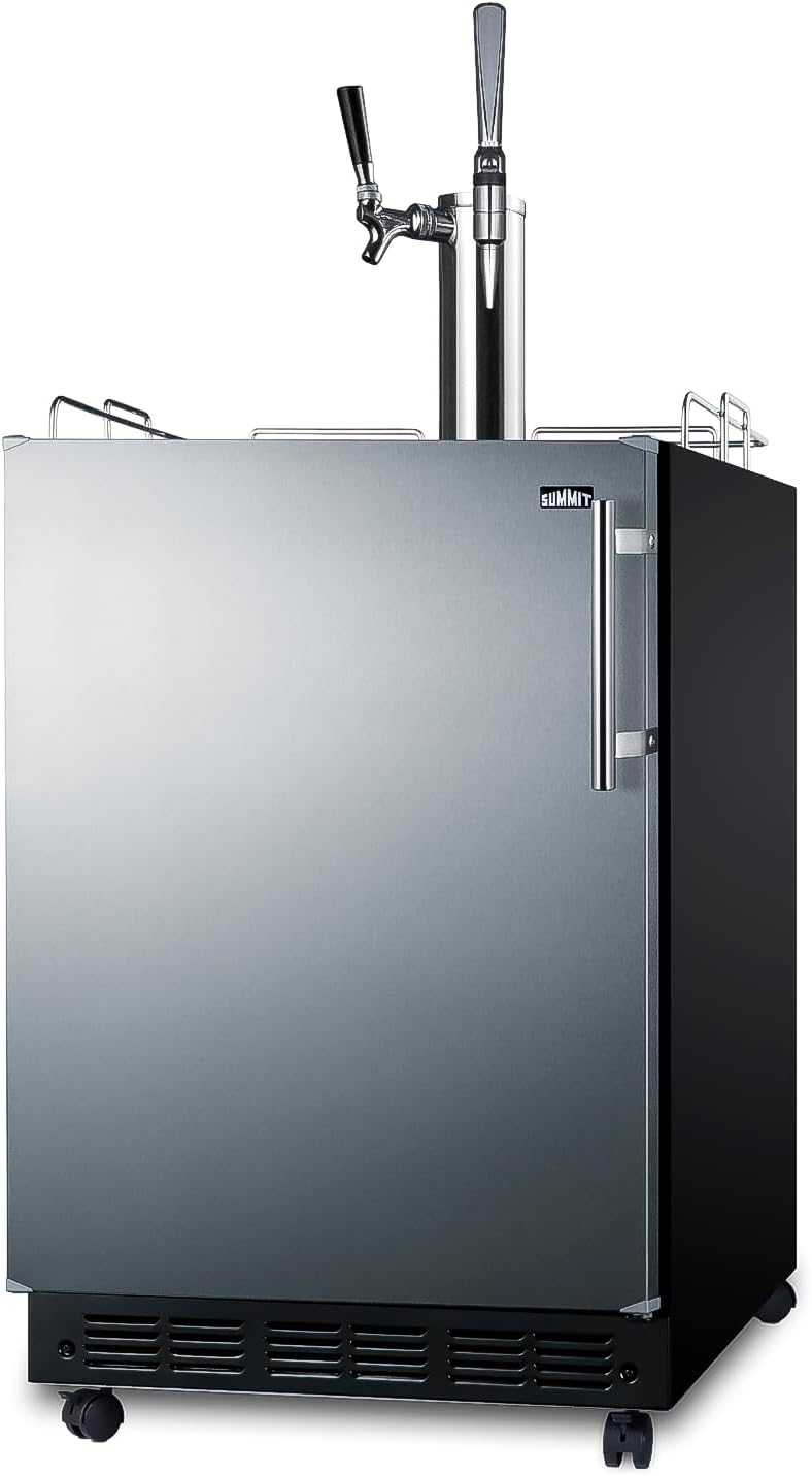 Summit Appliance 24" Wide Nitro-Cold Brew Coffee Kegerator/Refrigerator Combo, Black Interior, Caster Wheels, Residential/Commercial Use (LHD