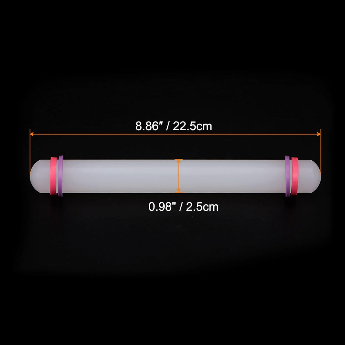 HARFINGTON 2pcs Fondant Rolling Pin 9 Inch x 0.98 Inch Adjustable Guide Rings Non-Stick PP Plastic Fondant Roller Dough Roller Kitchen Decorating Tools for Cookie Pastry Pizza Clay