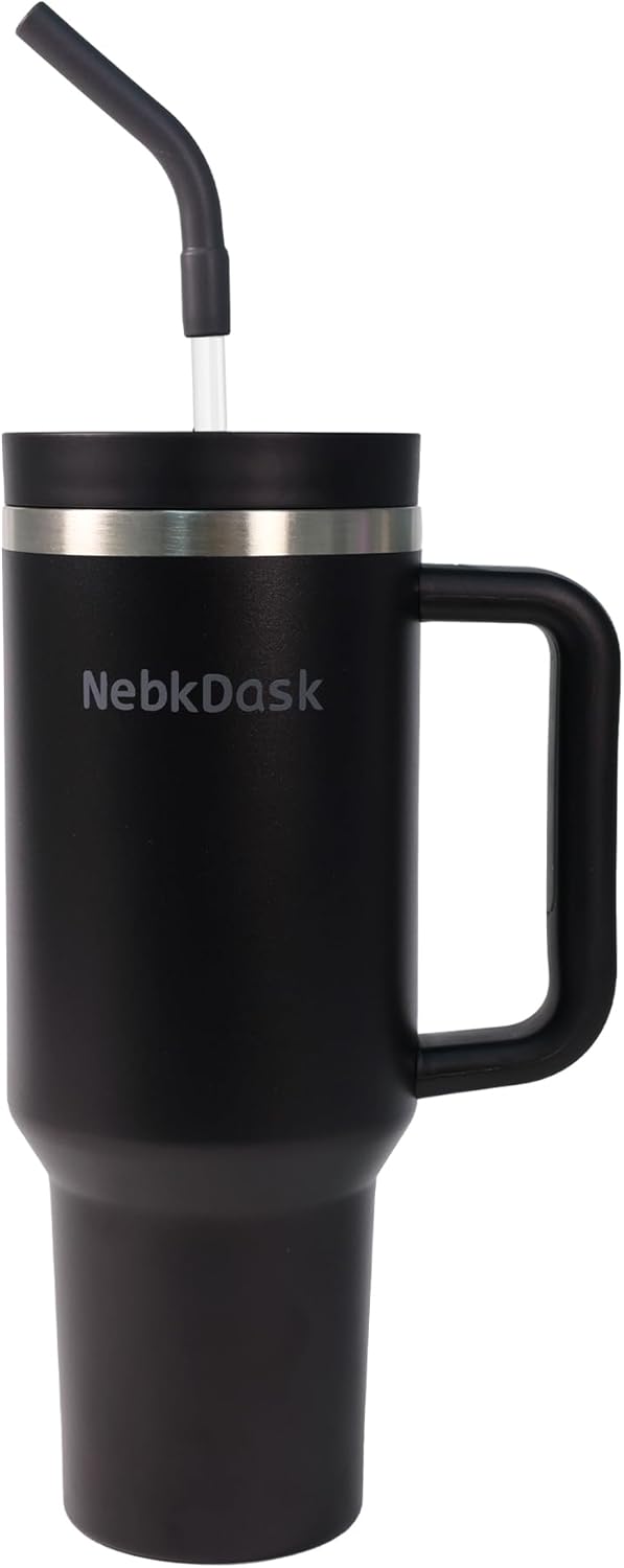 40 oz Water Bottle with Handle & Straw – Insulated Stainless Steel Bottle, Leakproof, Fits in Cup Holder