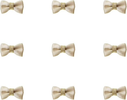 Tupalizy Mini Satin Ribbon Bows Small Craft Sewing Fabric Bows for Christmas Decoration Bow Ties Scrapbook Gift Bags Boxes Greeting Invitation Cards Wedding Party Favor, 20x10mm, 50PCS (Coffee)