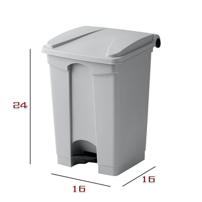 PRO&Family Step-On Trash Can with Lid, Plastic Waste Bin, Foot Pedal Operation (Gray, 12 Gallon)