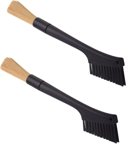2 Pack Coffee Machine Cleaning Brush, Dual Purpose Dusting Espresso Grinder Brush, Black, Polypropylene, PET Bristles