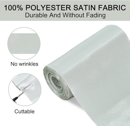 TONIFUL 6 inch x 22yd Wide Sliver Satin Ribbon Solid Fabric Ribbon for Cutting Sewing Ceremony Party Decoration Chair Sash Table Runner Car Bows Indoor Outdoor Yard Decor