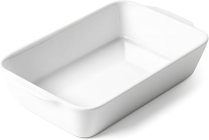 1.2 QT White Casserole Dish,Small Ceramic Baking Dish, Lasagna Pan for Oven, Bakeware for Baking, Kitchen Decor, Microwave Oven Safe, Dinner Party (5.9" x 10.2")