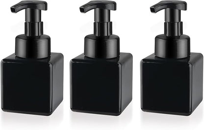 3 Pack Foaming Soap Dispenser Empty Plastic Foam Pump Bottle Refillable Foam Soap Bottle Dispenser for Shampoo Liquid Soap Face Wash (Black, 250ml/8.3oz)