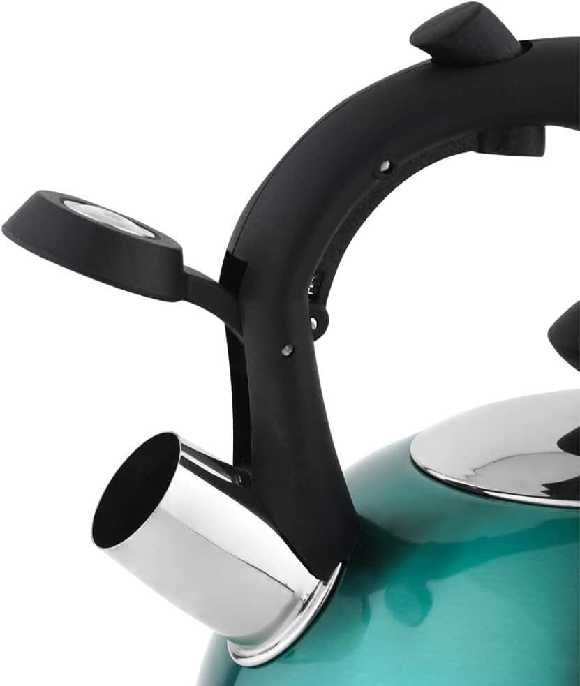 Stainless Steel Tea Kettle, Hot Water Kettle with Whistle Spout, Fast Boiling, Ergonomic Handle, 2.4-Quart, Teal