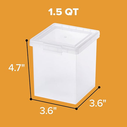 Bostitch Konnect Clear Storage Containers with Lids, Stackable Plastic Organizer Bins, 1.5 Quart, 2 Pack