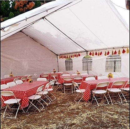 Oojami 12 Pack Red and White Checkered Plastic Tablecloths – 54 x 108 Inch Disposable Gingham Rectangle Table Covers for Picnic, BBQ, Parties, Outdoor Events, Waterproof, Fits 8 Ft Tables
