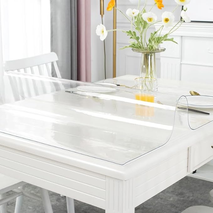 Warmstar Clear Table Cover Protector 20 x 60 Inch,1.5mm Thick Plastic Table Cover Rectangle,PVC Clear Table Protector,Desk Protector Mat for Kitchen, Dresser, Writing Desk，Dining Room Table