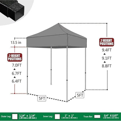 Eurmax USA 5x5ft Pop Up Canopy, Commercial Instant Tent for Outdoor Events, Patented No-Tip Rolling Storage Bag with 4 Sandbags, UV & Water Resistant, Heavy Duty Portable Shelter Gazebo,Green