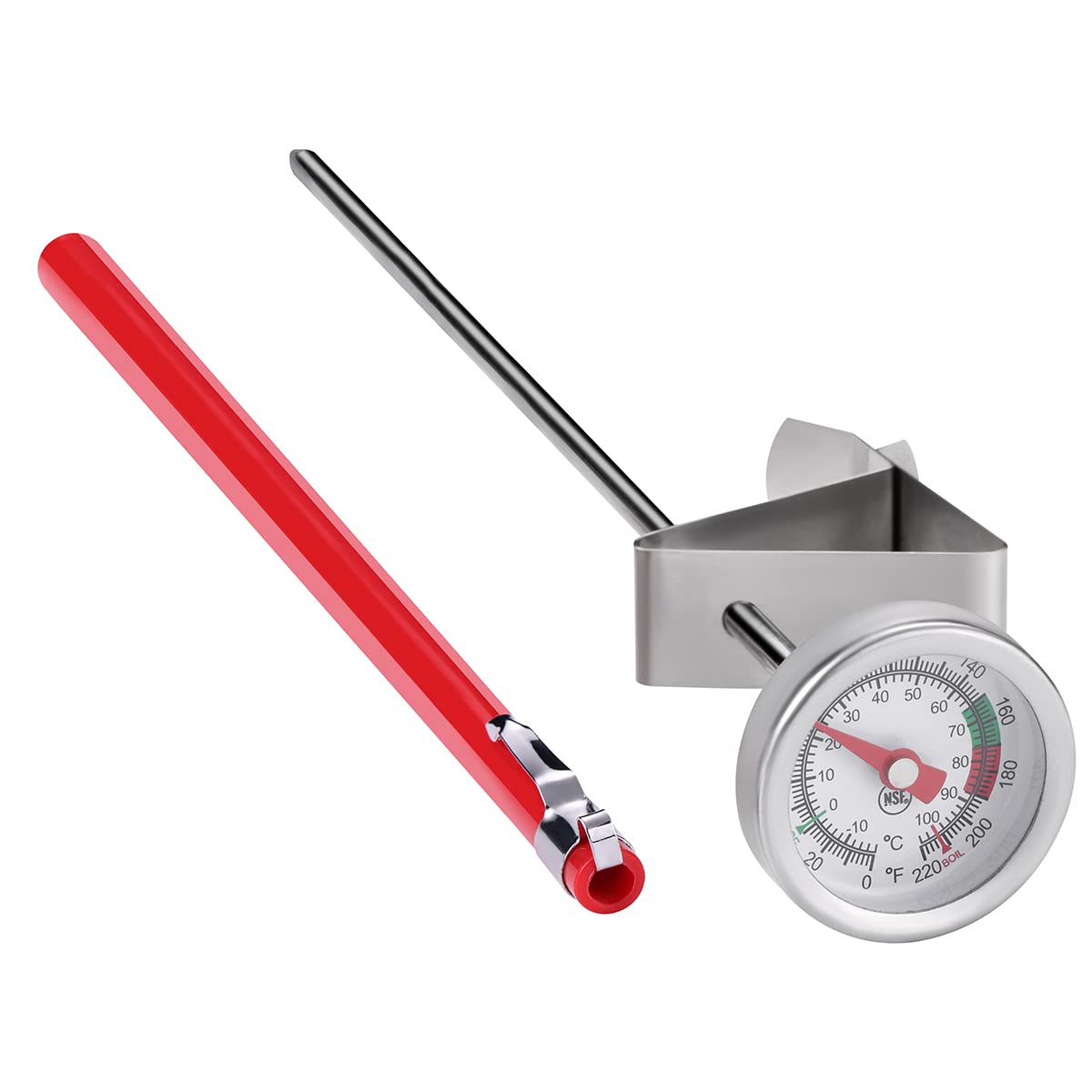 2 Pack Instant Read Pocket Milk Frothing Thermometer with1 inch Dial 5 inch Probe Clip,Best Instant Read Food for The Coffee Drinks
