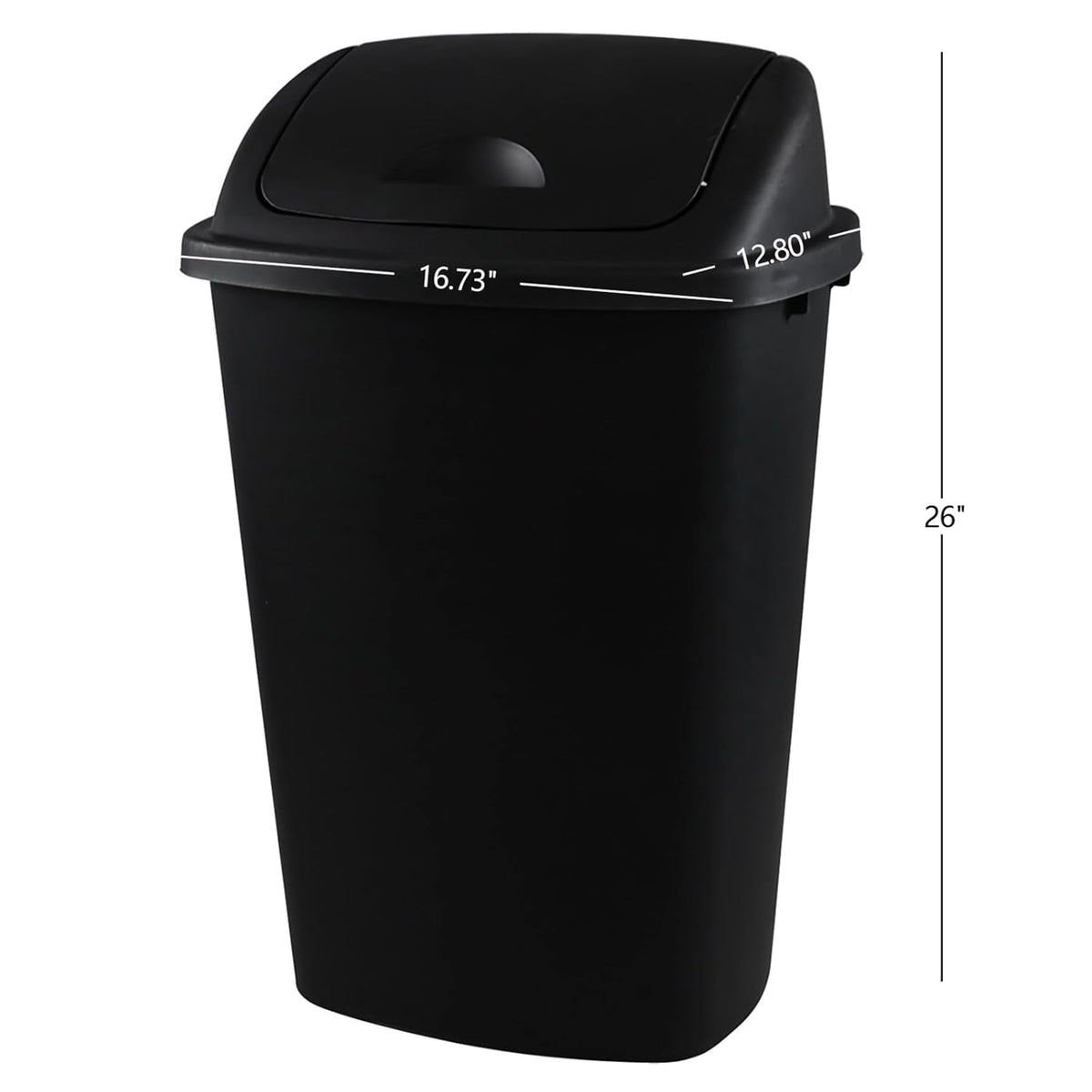 Teyyvn 13 Gallon Tall Kitchen Swing Lid Garbage Container, Set of 4 Plastic Trash Bin with Swing Top, Black