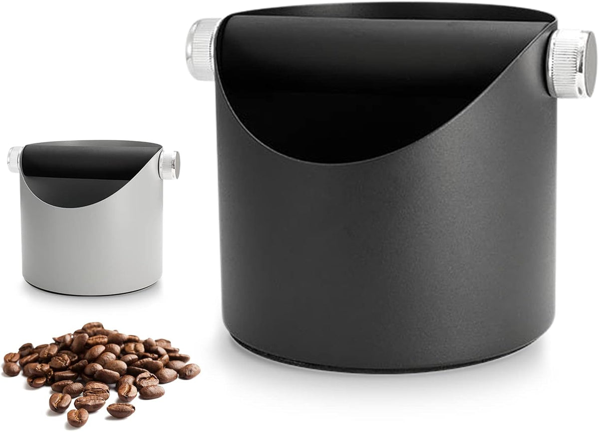 Espresso Knock Box, Large Capacity & Non-Slip Base Coffee Knock Box, Barista Tools, Espresso Machine Accessories (Black-Small)