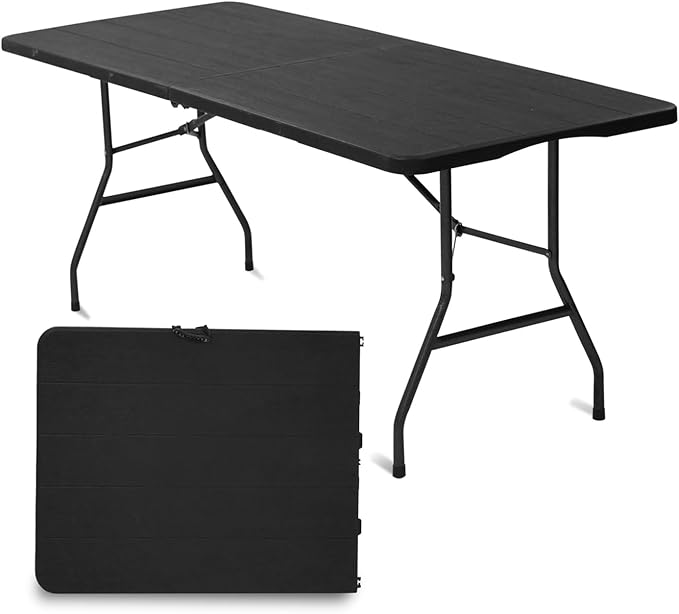 6Ft Folding Table,Lightweight Outdoor Folding Table,Perfect for Camping Picnics Durable Foldable Table with Easy Setup Ideal Portable Table for Indoor & Outdoor Use