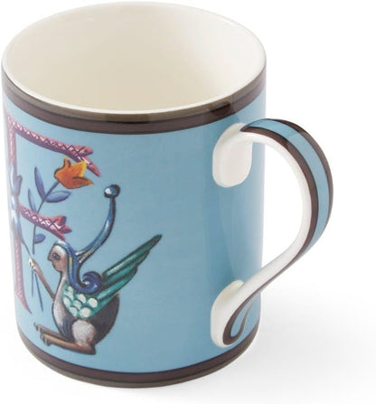 Spode Kit Kemp 12oz Mug, F Initial - Fine China Coffee Cup with Floral Alphabet Design, Custom Letter Mug for Unique Gift Giving