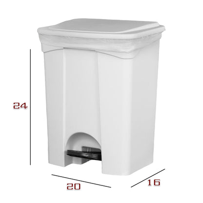 PRO&Family Step-On Trash Can with Lid, Plastic Waste Bin, Foot Pedal Operation (White, 18 Gallon)
