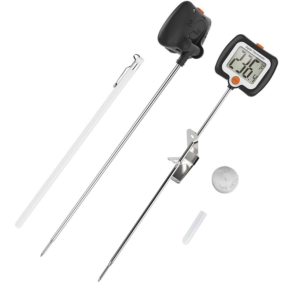 10 Inch Long Digital Candy Thermoometer with Pot Clip,Deep Fry Thermometer,Rotating Display