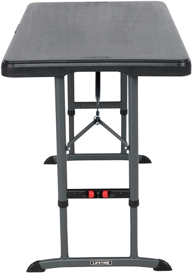 LIFETIME 4-Foot Commercial Adjustable Folding Table, Black