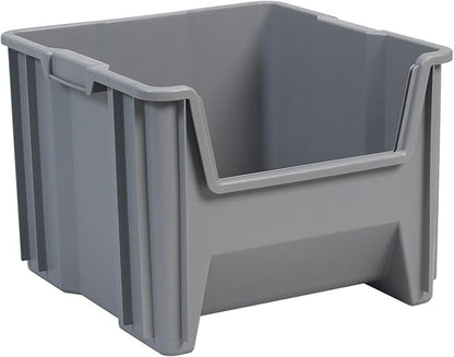 Akro-Mils 13018 Stak-N-Store Heavy Duty Stackable Open Front Plastic Storage Container Bin, (17-1/2-Inch x 16-1/2-Inch x 12-1/2-Inch), Gray, (2-Pack)