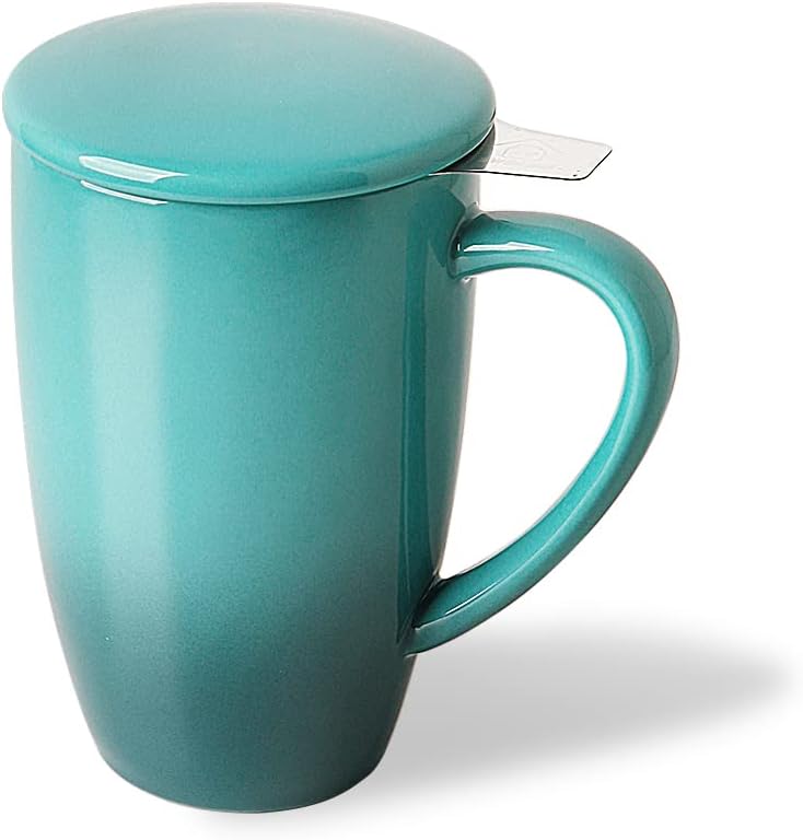 Sweejar Porcelain Tea Mug with Infuser and Lid,Teaware with Filter, Loose Leaf Tea Cup Steeper Maker