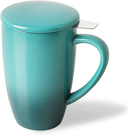 Sweejar Porcelain Tea Mug with Infuser and Lid,Teaware with Filter, Loose Leaf Tea Cup Steeper Maker