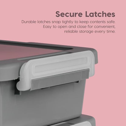 IRIS USA 3 Qt. Plastic Craft Storage Container Bins with Lids, 4 Pack, Small Art & Office Supply Organizer Tote, Sensory Bins & Boxes for Home & University, Stackable, Secure Latch Buckles, Gray