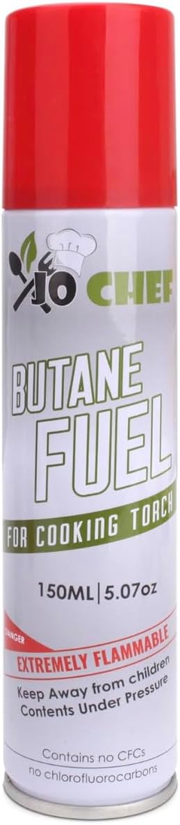 Jo Chef Butane Refill, Butane Torch Fuel Refill, Gas Lighter Fluid Refill Canister, Kitchen Blow Torch Fluid – Universal Tip – (1 Can 5.07oz)