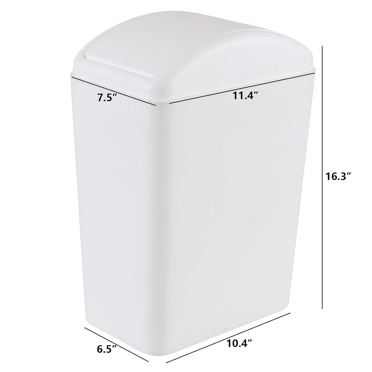 4.5 Gallon Plastic Swing Top Garbage Can, Swing Lid Trash Bins, White, 3-Pack