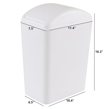 4.5 Gallon Plastic Swing Top Garbage Can, Swing Lid Trash Bins, White, 3-Pack
